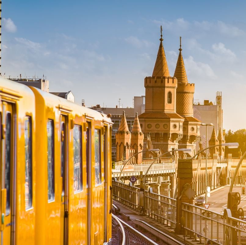 Berlin Train with Sun shining, travel app