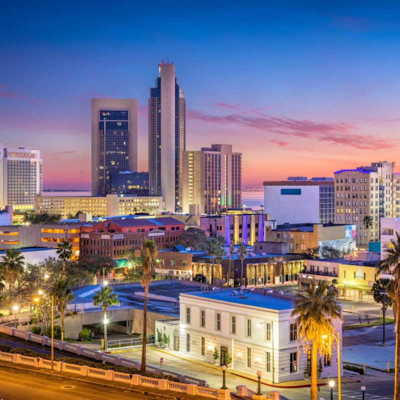 Corpus Christi, Texas, USA Skyline at dusk.