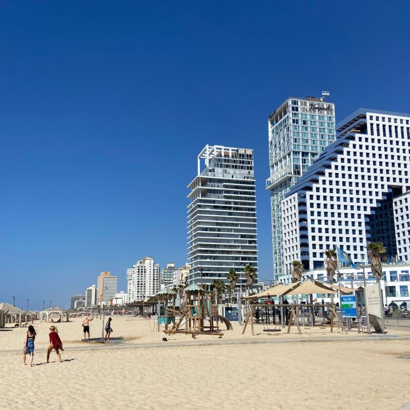 Modern Seafront Promenade In Tel Aviv, Israel