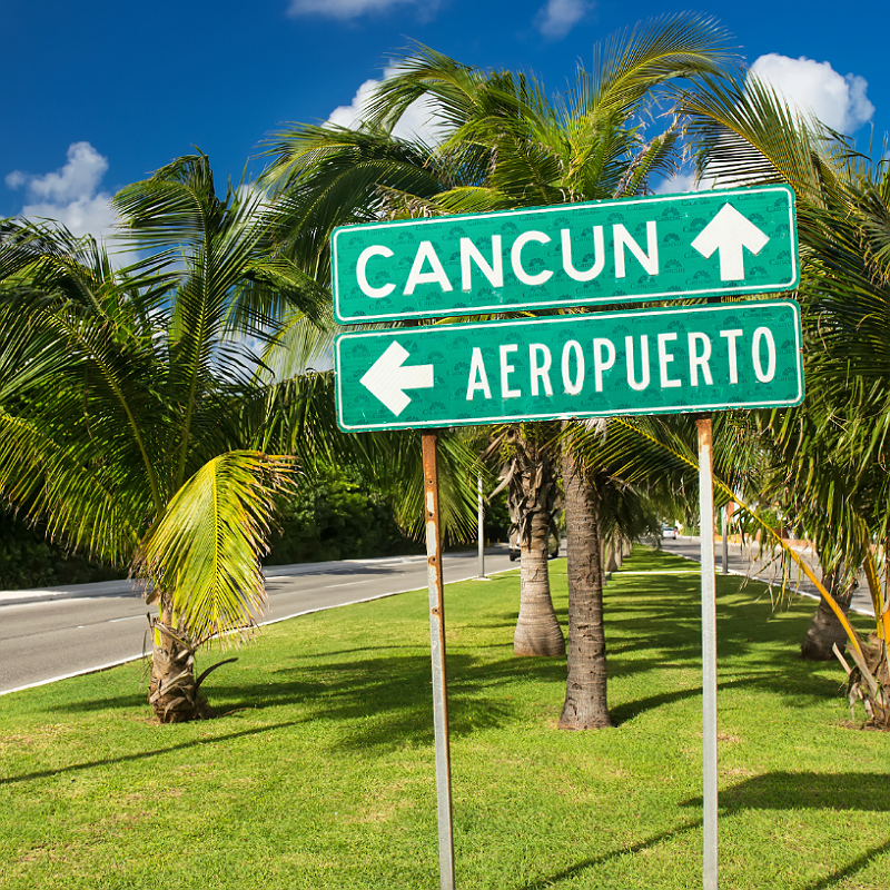 cancun airport sign