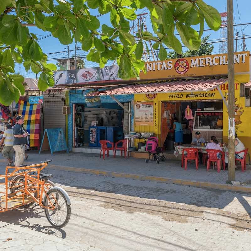 restaurants on the main street in Tulum, Mexico