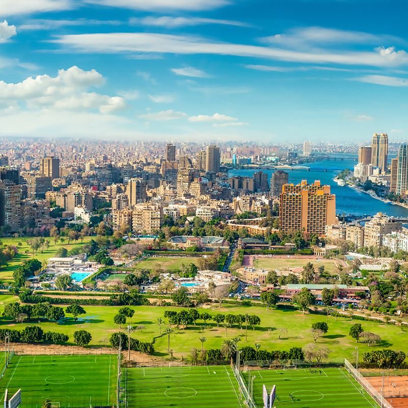 Cairo aerial View and Nile River in Egypt