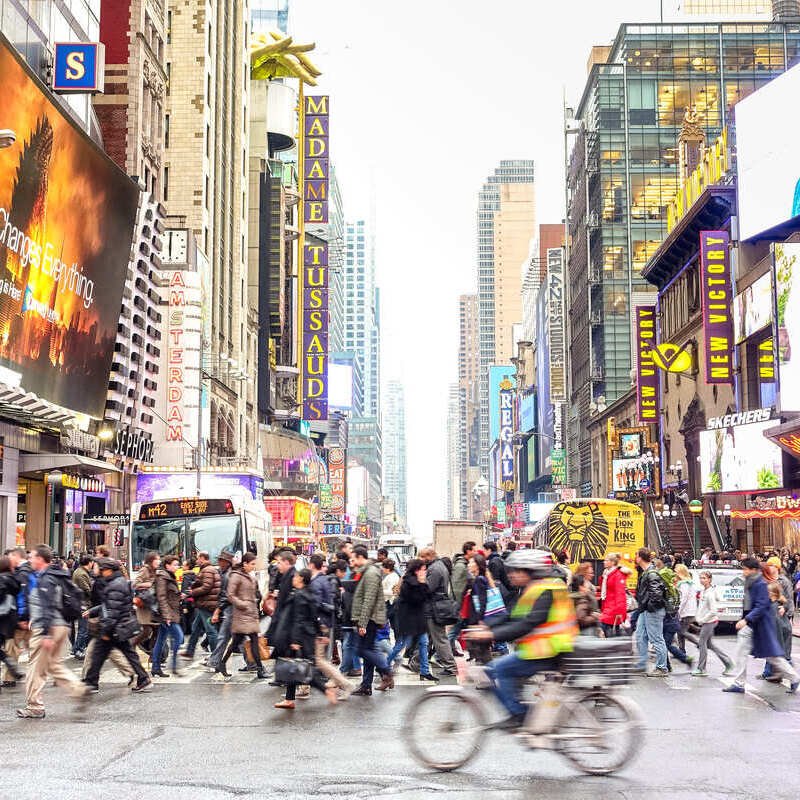 Busy Thoroughfare In New York, Times Square, United States