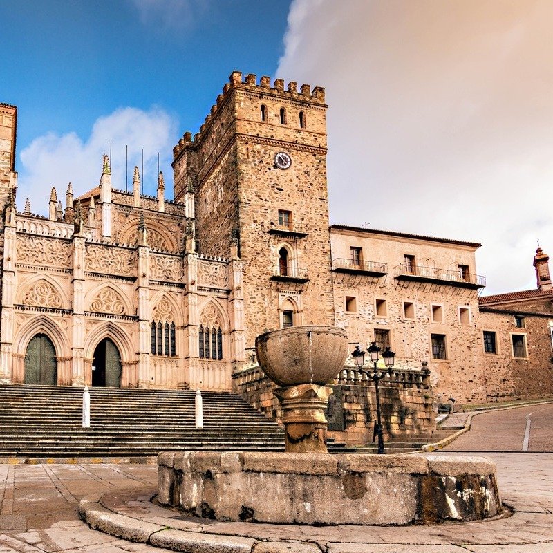 Royal Monastery Of Saint Mary Of Guadalupe In The Historical Town Of Guadalupe, Extremadura, Spain