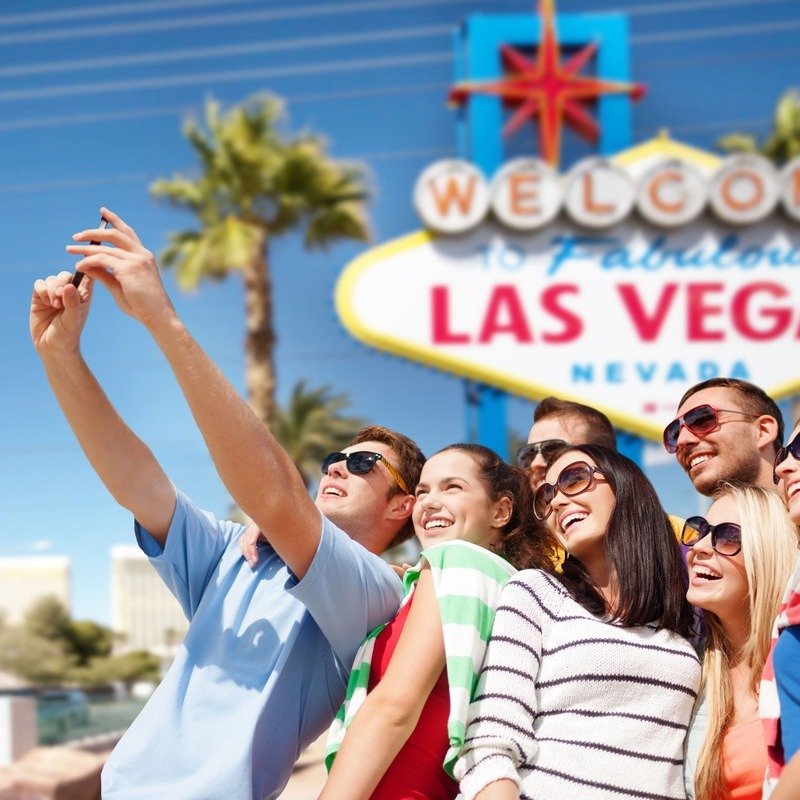 Group Of Friends Taking A Selfie In Las Vegas, Nevada, United States