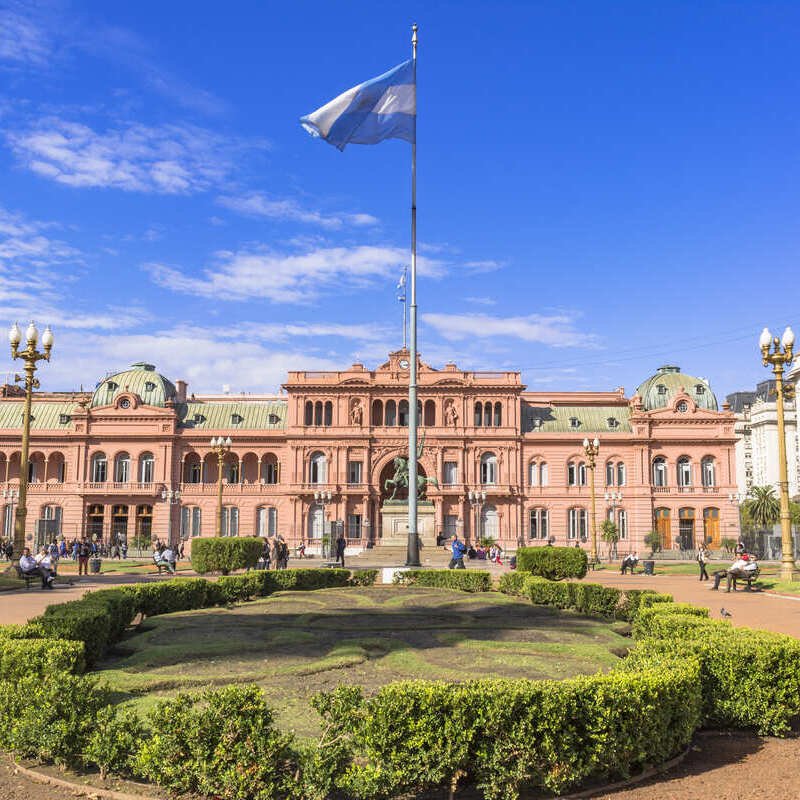 Argentine Flag Flying Before Casa Rosada, Buenos Aires, Argentina