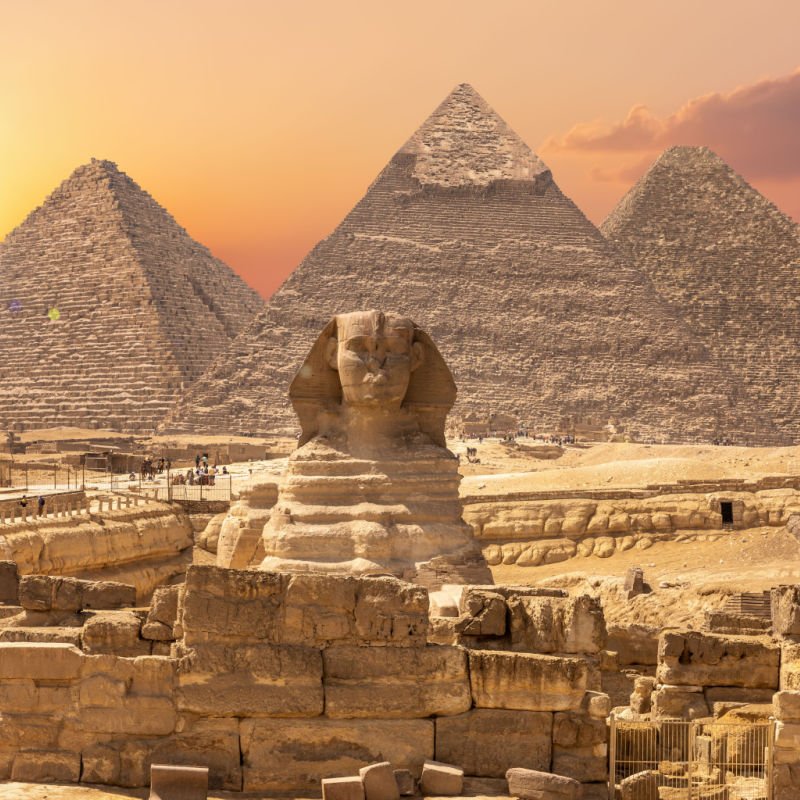 The Sphinx and the Piramids, famous Wonder of the World, Giza, Egypt