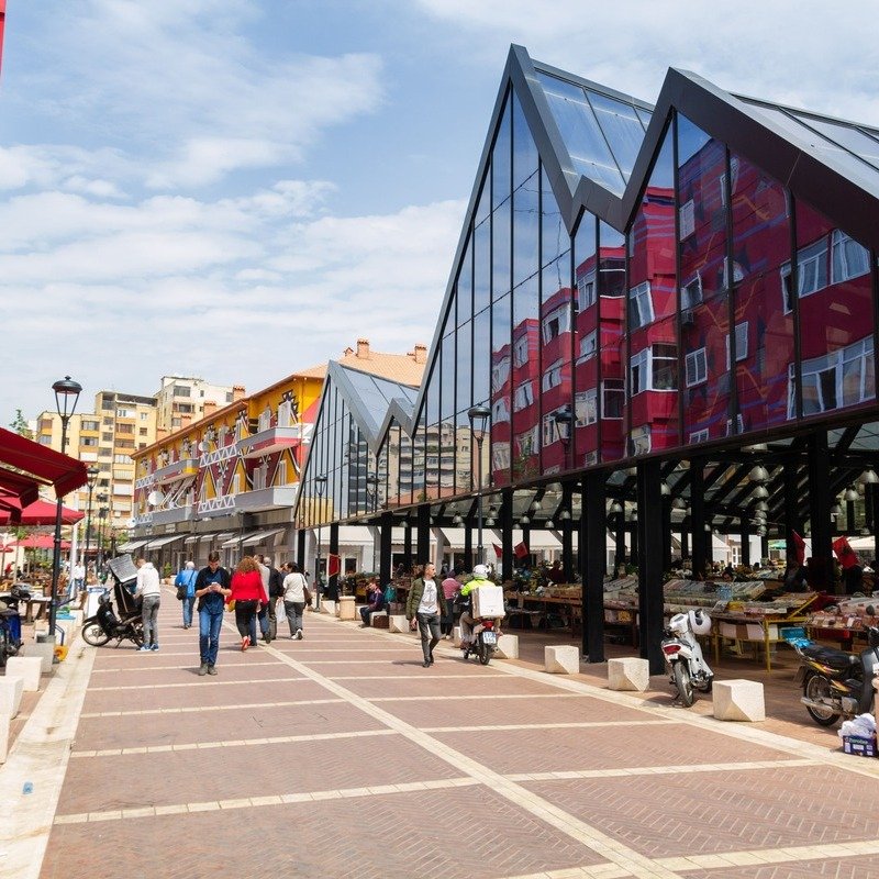 Modern Pedestrianised Street In Tirana, Capital City Of Albania, Eastern Europe