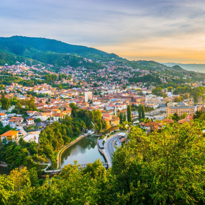 Aerial view of city of sarajevo