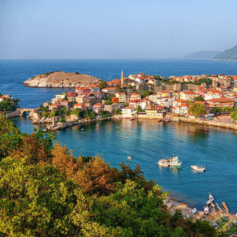 Panoramic View Of The Town Of Amasra On The Black Sea Coast Of Turkiye, Eurasia