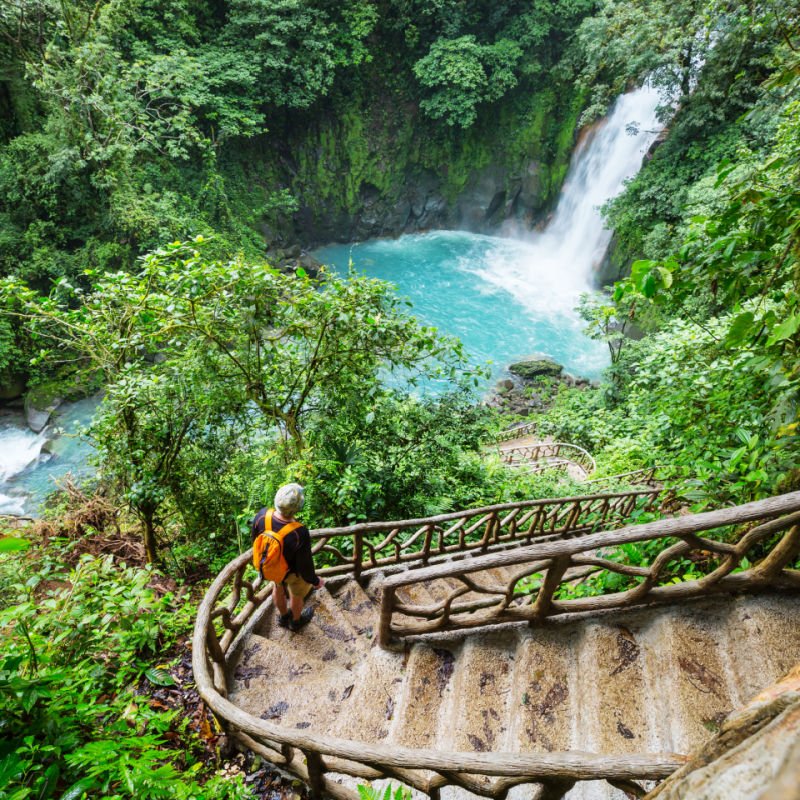 Majestic waterfall in the rainforest jungle of Costa Rica