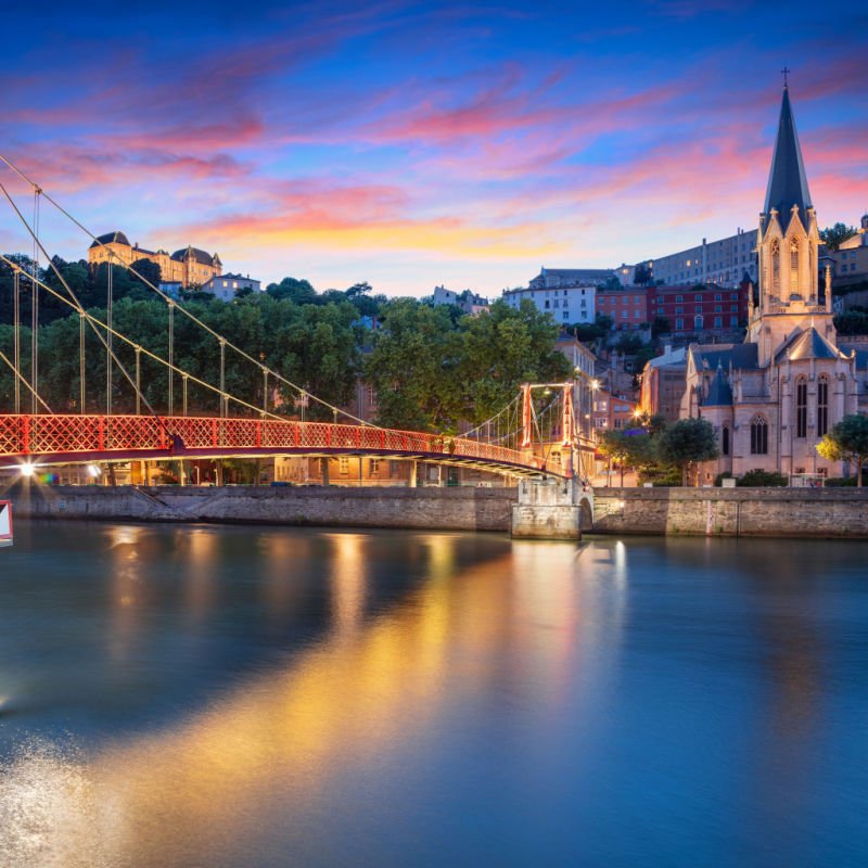 Lyon. Cityscape image of Lyon, France during sunset.