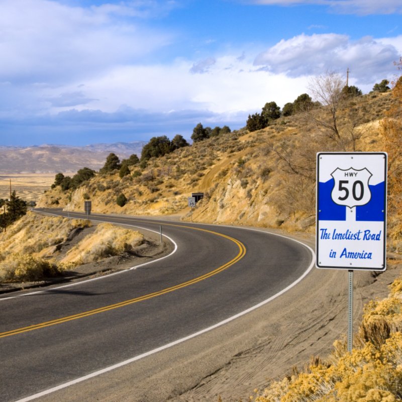 Highway 50 in Nevada, The loneliest road in America, USA