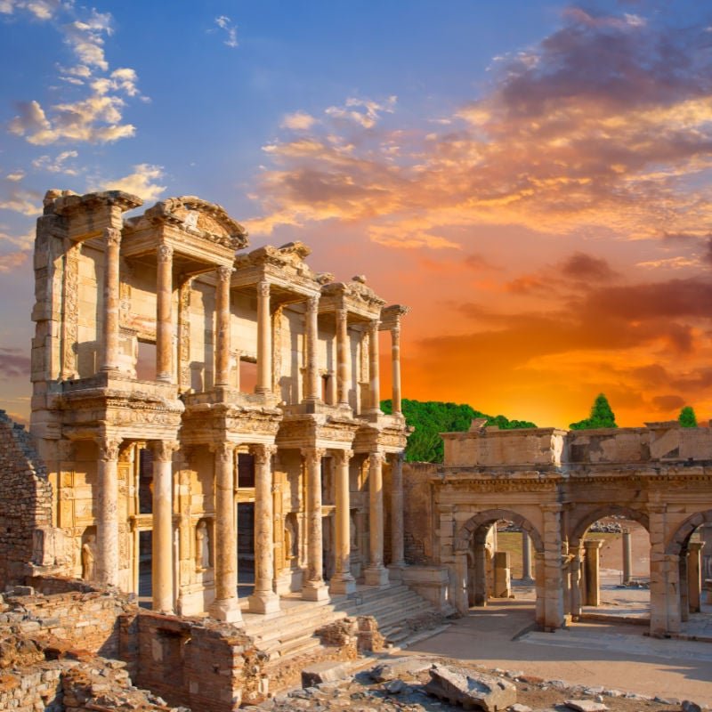 Celsus Library in Ephesus at sunset - Selcuk, Turkey