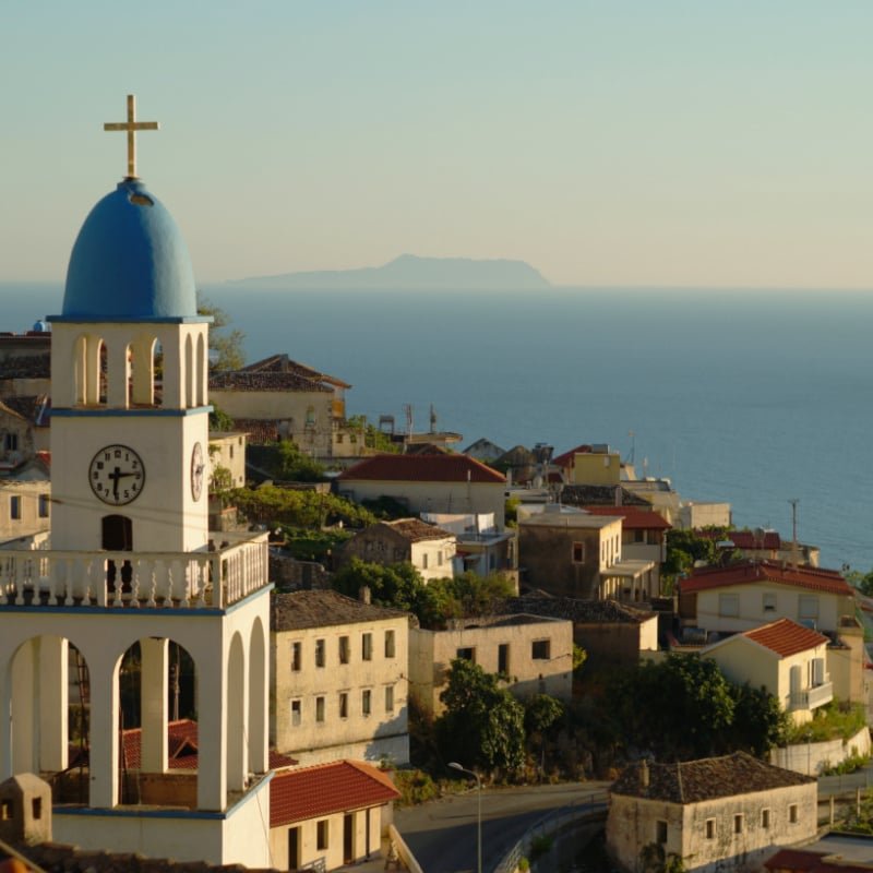 Dhermi, Albania in the sunset 
