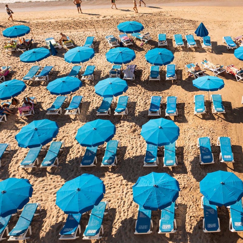 Beach In Benidorm, On The Mediterranean Coast Of Spain, Southern Europe