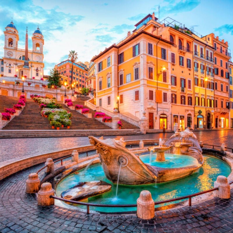 Piazza di Spagna in Rome, italy. Spanish steps in Rome, Italy in the morning