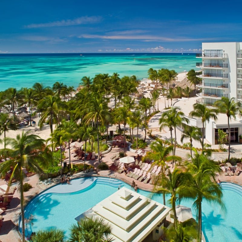 Aerial view of Marriott in Aruba