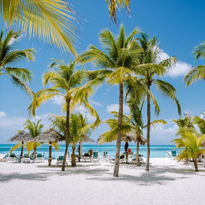 view of people on the beach in Aruba