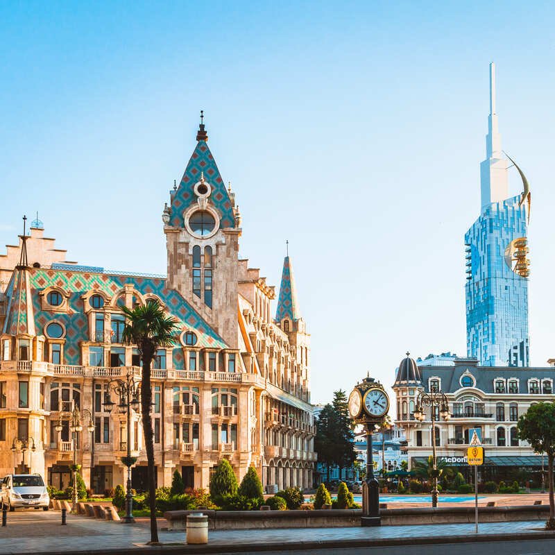 Eastern European And Modern Architecture In Batumi, A Coastal City On Georgia's Black Sea Coast, Caucasus Region