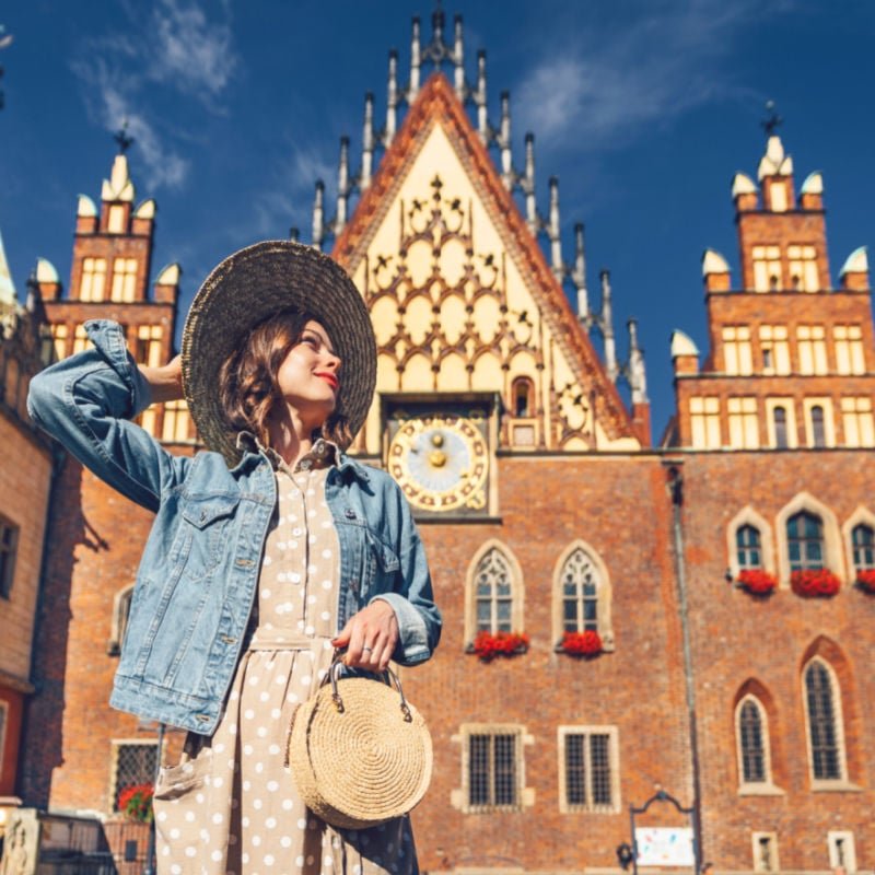 Young woman on a sunny day in Poland copy