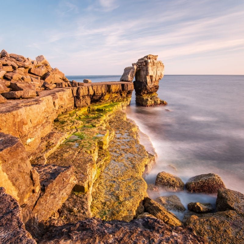 Afternoon long exposure shot at Pulpit Rock, Portland, UK