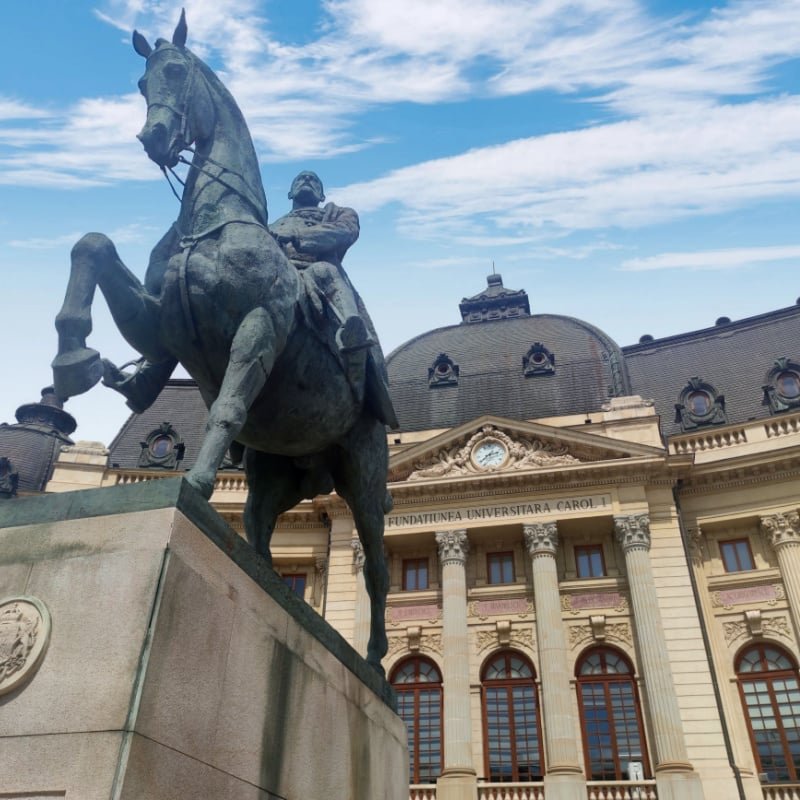 A statue in the central zone of Bucharest, on Calea Victoriei.