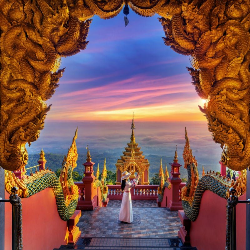 tourist in southeast asia temple