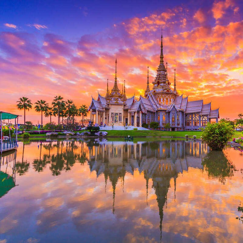 Landmark Wat Thai Temple During Sunset, Thailand, Southeast Asia