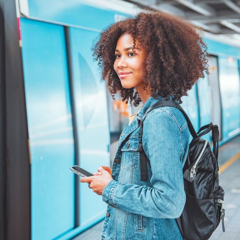 Woman waiting for train