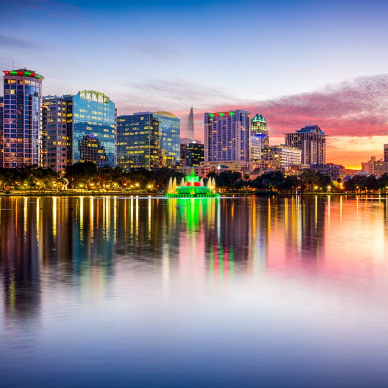 Downtown orlando at dusk