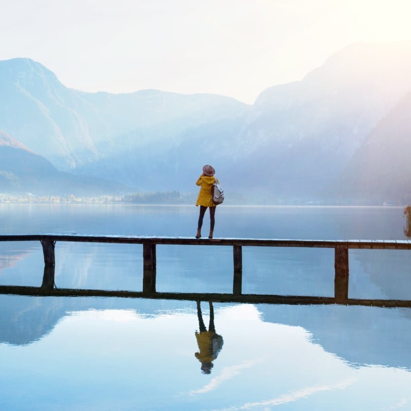 Woman in austria in the fall