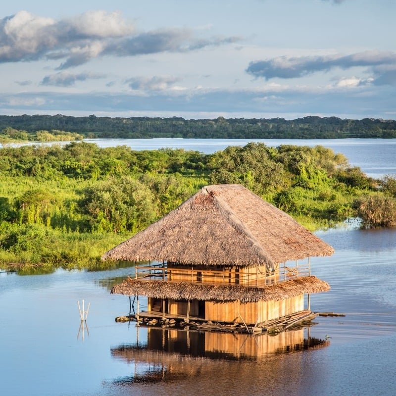 Stilt Houses On The Peruvian Amazon, Peru, South America