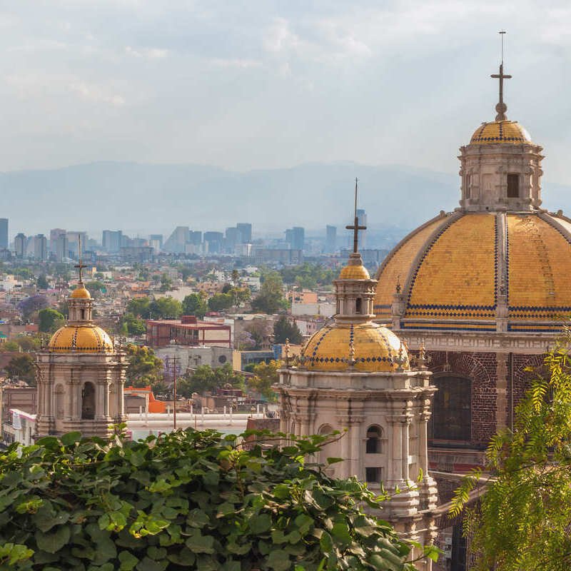 View Of The Basilica Of Guadaloupe Dome In Mexico City, Mexico, Latin America