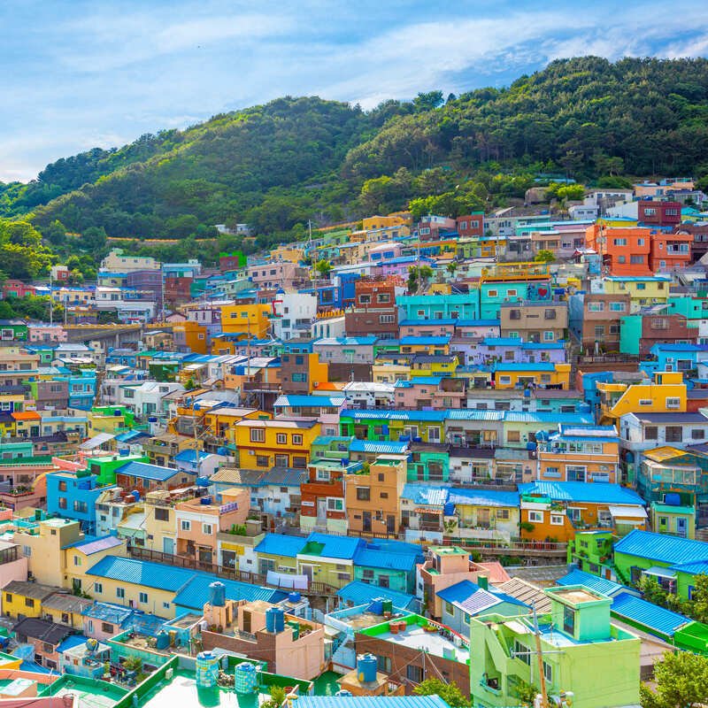 View Of The Artsy, Colorful Gamcheon Village In Busan, South Korea, East Asia