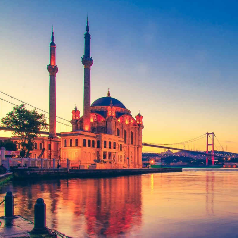 ortakoy mosque and bosphorus bridge in istanbul turkey