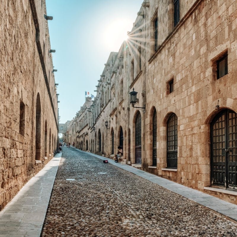 Street of the Knights in the city of Rhodes Greece