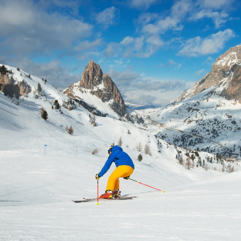 Male skier in the mountains