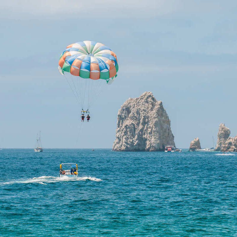 Tourists Out On The Sea Off The Mainland Coast Of Los Cabos, Baja California Sur, Mexico