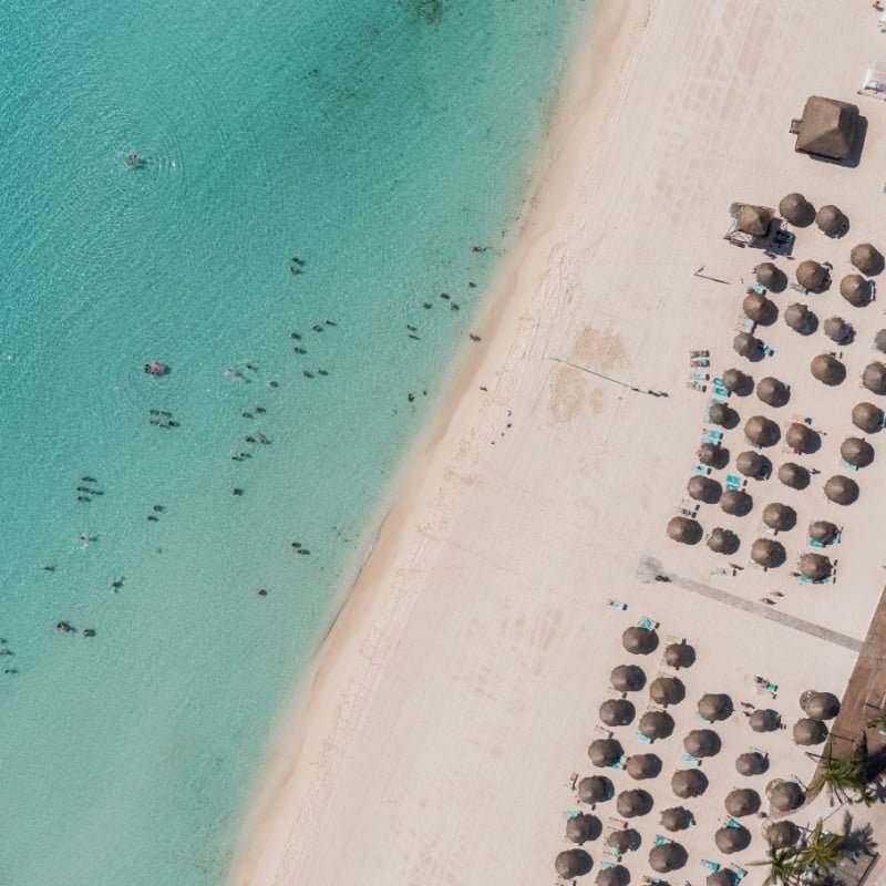 view of Playacar beach in sunny day, Playa del Carmen, Quintana Roo, Mexico