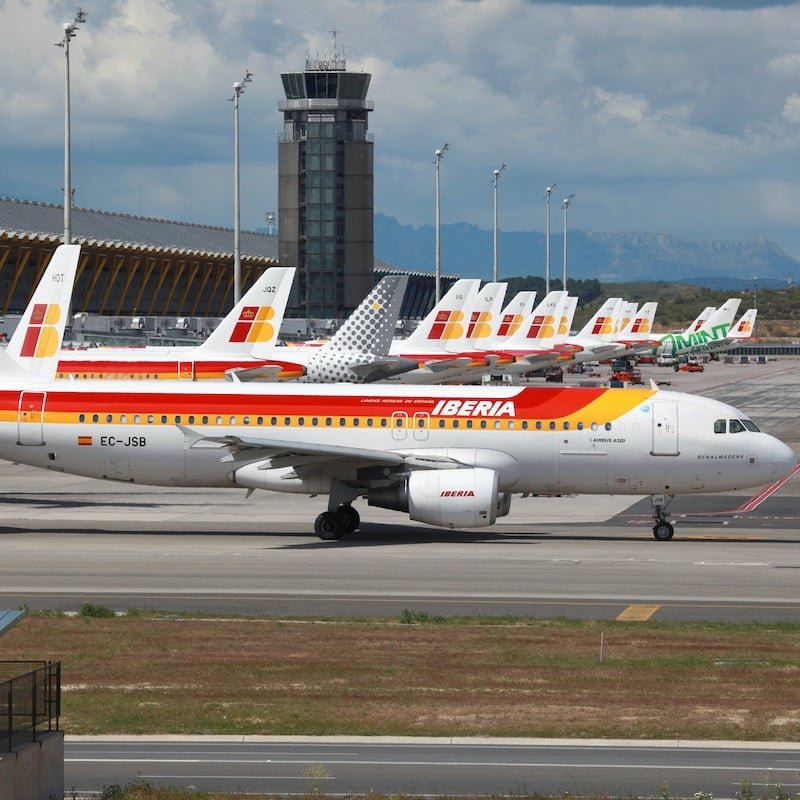 Iberia Aircraft In Madrid Barajas Airport, Madrid, Spain