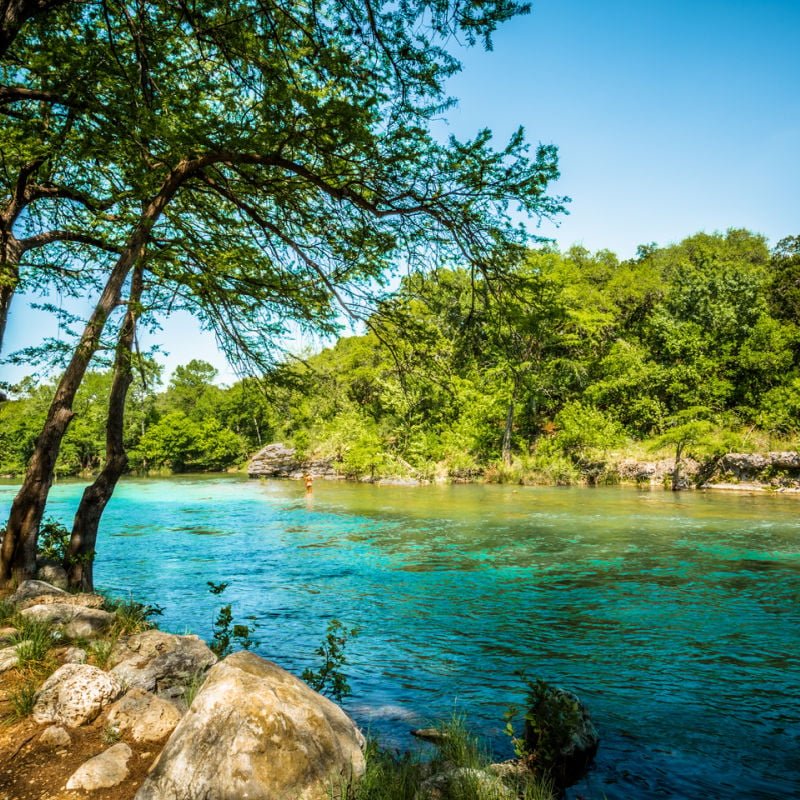 blue water of guadalupe river in texas