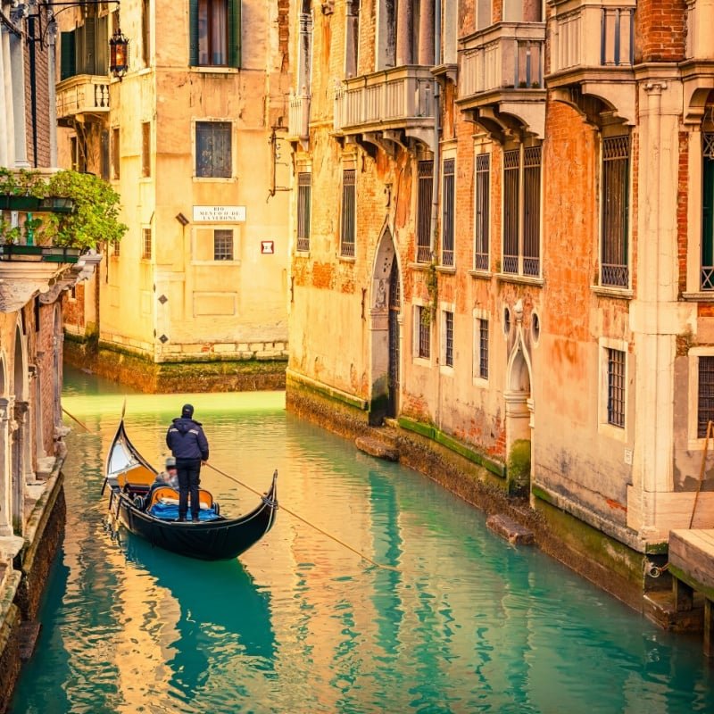 Gondola on canal in Venice, Italy