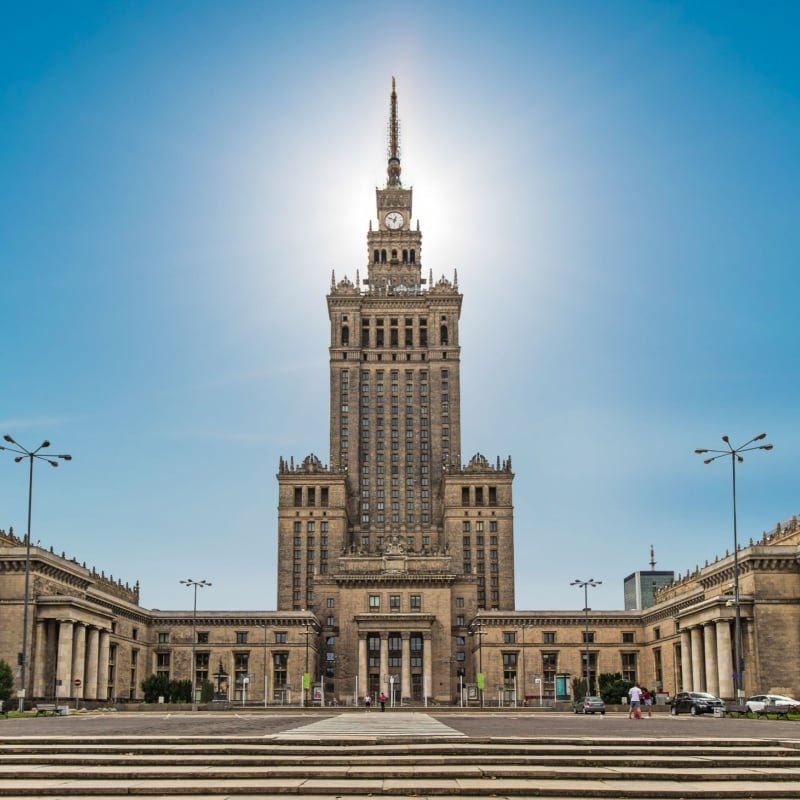 The Palace of Culture and Science, one of the main symbols of Warsaw skyline, Poland