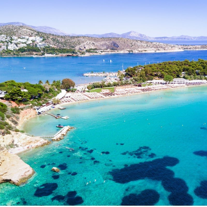 Famous Astir Beach in south Athens, Vouliagmeni, Greece