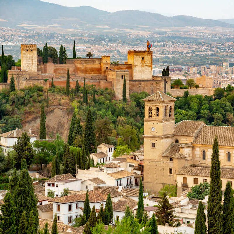 View Of Alhambra Fortress In Granada, Andalusia, Southern Spain, Iberian Europe