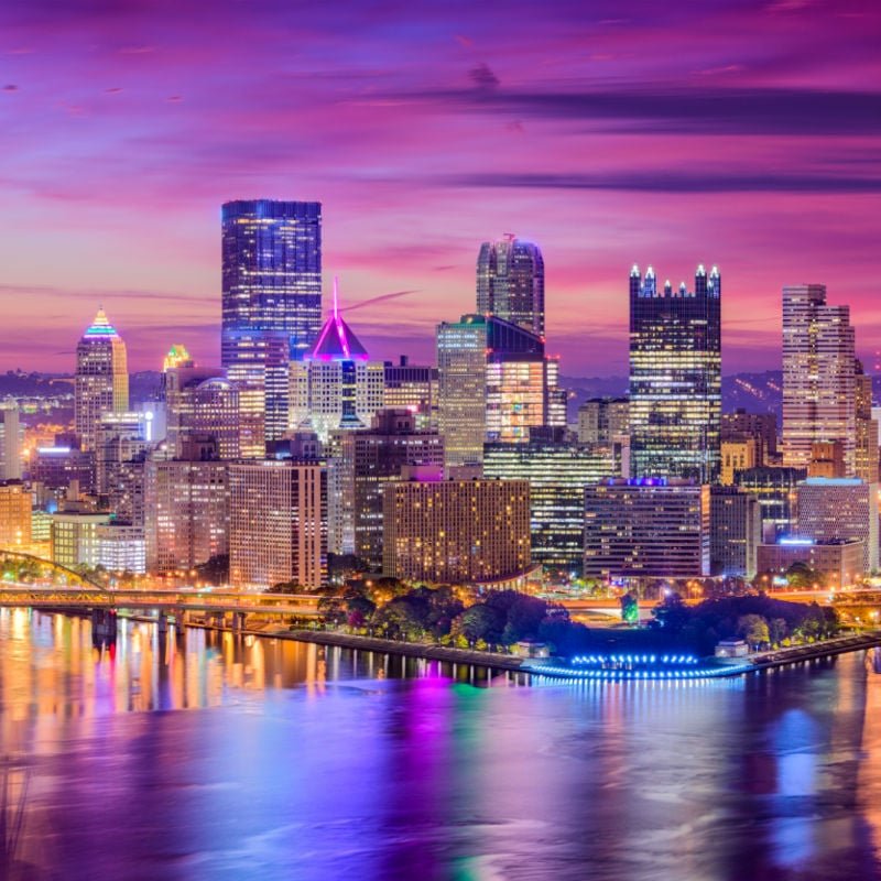 Night view of Pittsburgh skyline