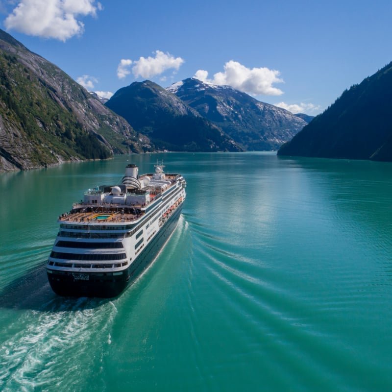 Holland America ship cruising in Alaska